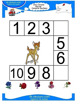 Çocuklar İçin Sayılar Çalışma Sayfaları 